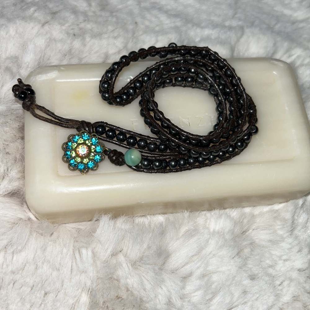 Hand crafted bead warped bracelet